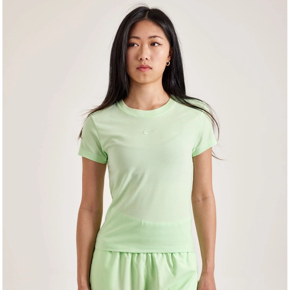 Nike Sportswear Chill Knit Womens T-Shirt Size Mdn FV5508 376 Cropped‎ Top Green